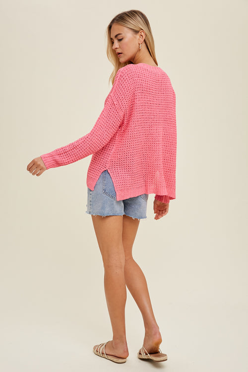 Hibiscus Waffle Pullover