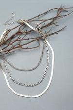 Silver Herringbone Layered Necklace