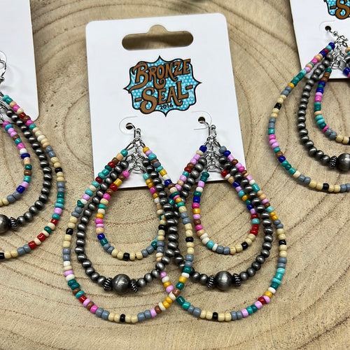 Multi-Color Seed Bead Earrings
