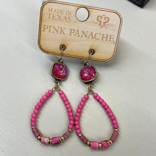 Pink Bead & Rhinestone Earrings