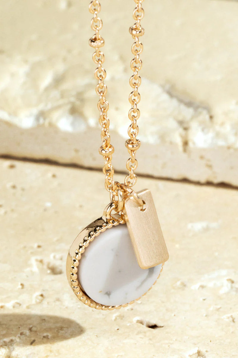 Howlite White Pendant Necklace