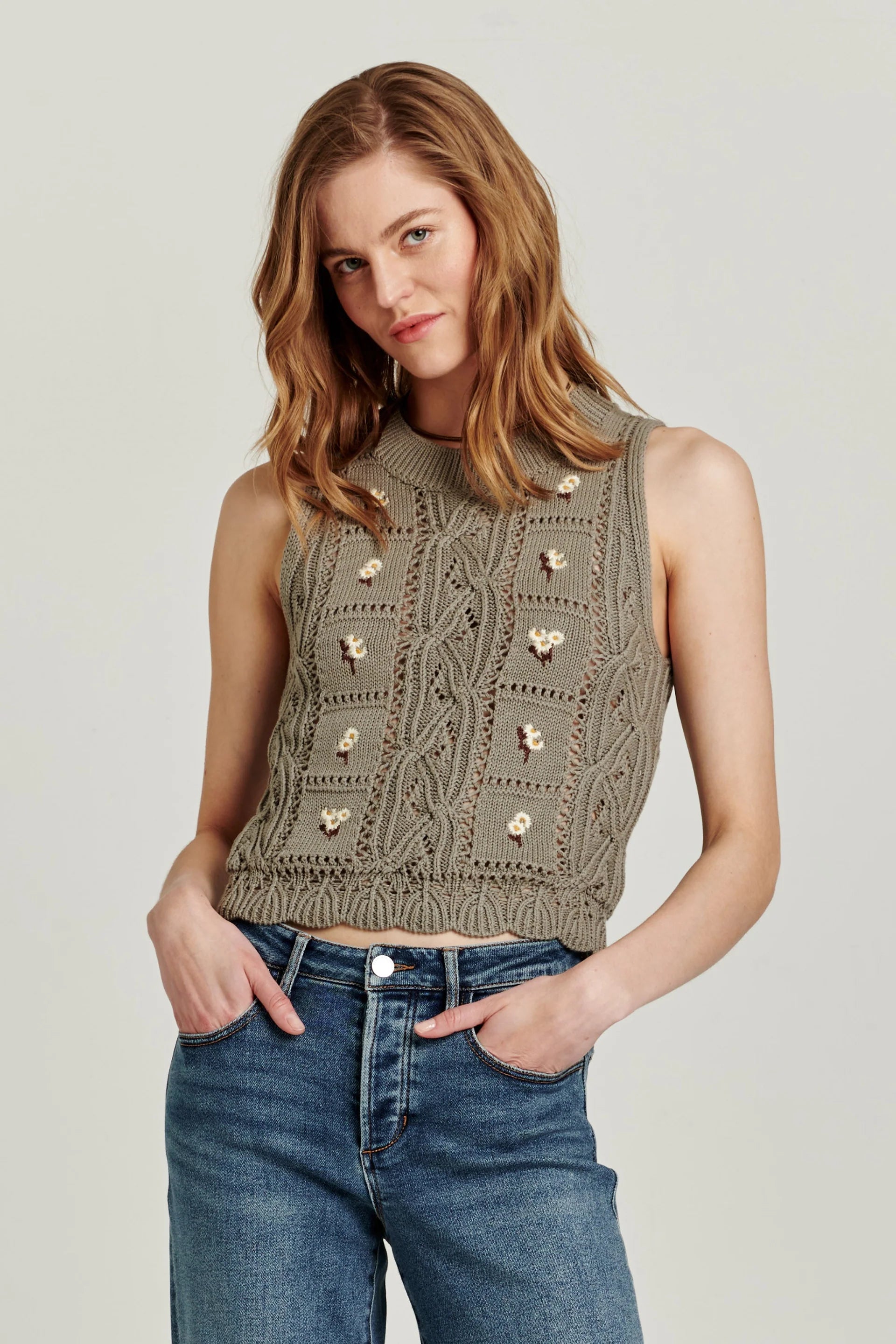 Shop Cable knit sweater tank top