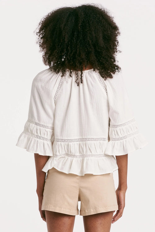 Another Love Sybil Lace Trim White Top