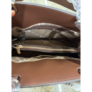 Anne Klein Large Belted Satchel With Strap Brown Bag