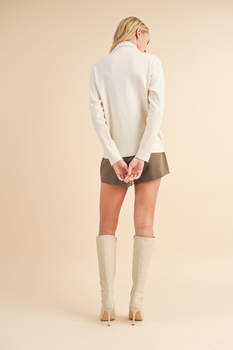 Ecru Mock Neck Sweater