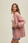 Pink Heathered Sweater Cardigan