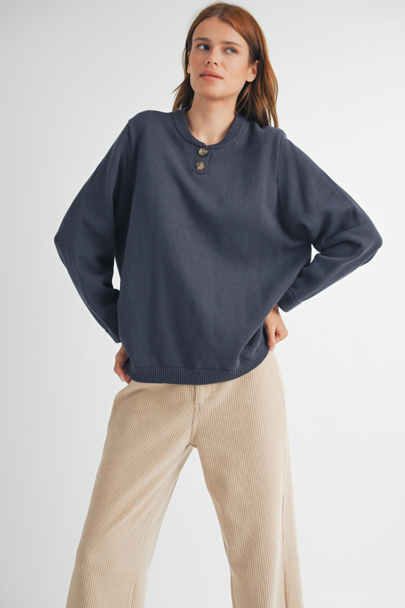 Navy Henley Sweater