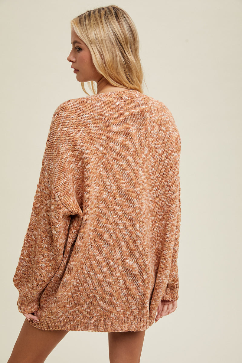 Camel Heathered Sweater Cardigan