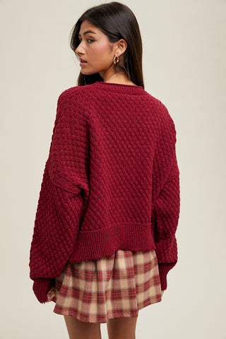 Wine Textured Sweater