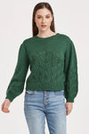 Another Love Krista Clover Pointelle Puff Sweater