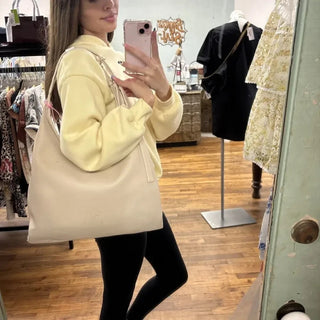 LIKE DREAMS The Diplomat Slouch Tote hobo bag Beige