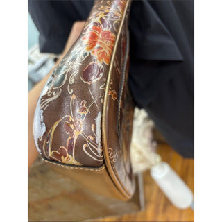 Patricia Nash Brown Floral Leather Shoulder Bag
