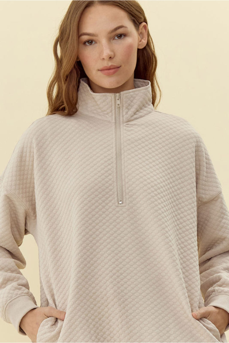 Beige Textured Pullover