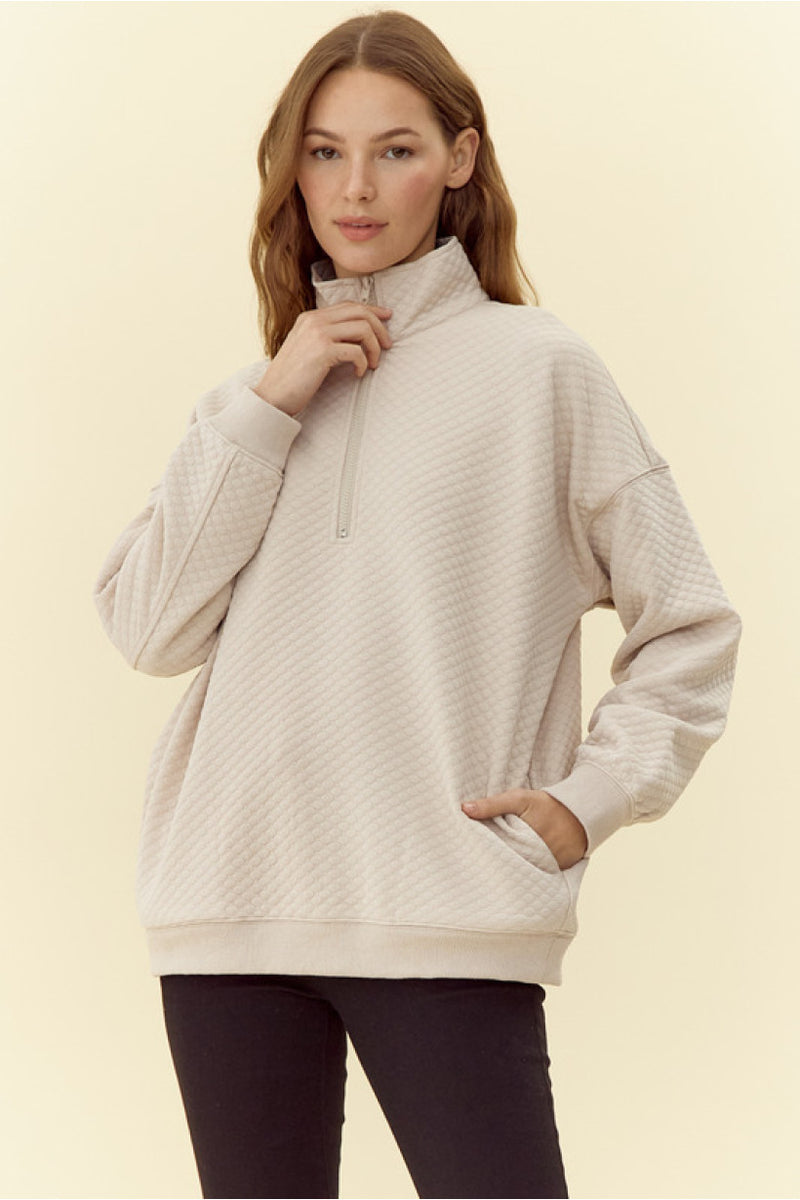 Beige Textured Pullover