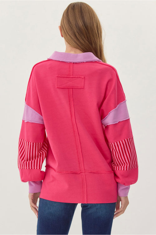 Fuchsia Mixed Media Sweatshirt