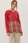 Cranberry Plaid Babydoll Henley