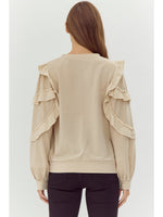 Beige Peasant Sleeve Sweatshirt