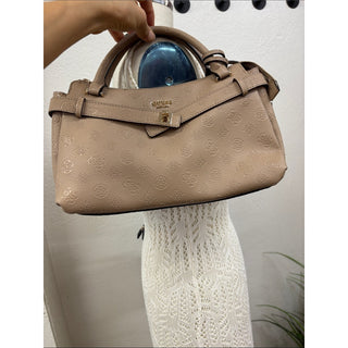 GUESS Ella girlfriend Beige Embossed Logo Satchel bag