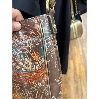 Patricia Nash Brown Floral Leather Shoulder Bag