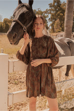 Dusty Green Velvet Jacquard Dress