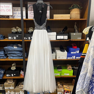 Blondie Black White Prom Dress Gown with diamonds-lisa#7