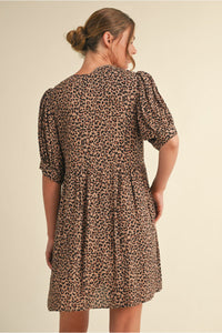 Animal Print Tie Front Dress