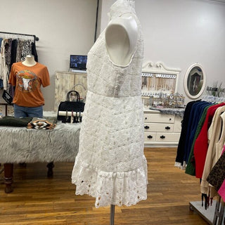 Aqua White Lace Mini Dress Size XL