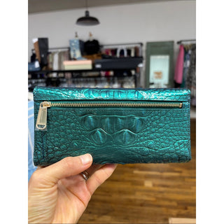 Brahmin Emerald Green Croc-Embossed Leather Wallet