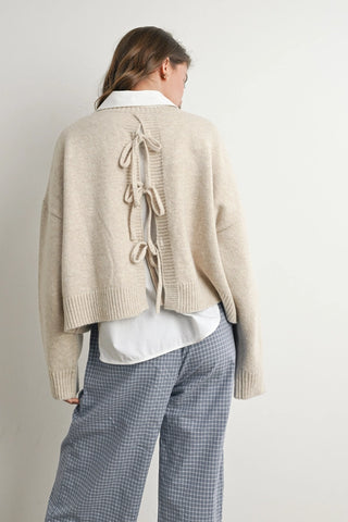 Taupe Tie-Back Sweater