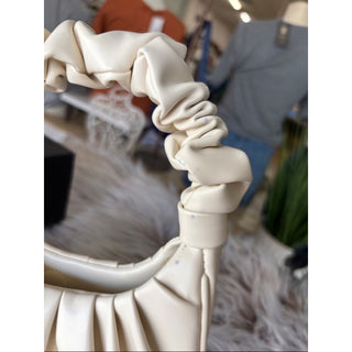 Jw pei Cream Ruched Top-Handle Shoulder Bag