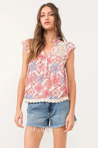 Another Love Viola Floral Medallion Top