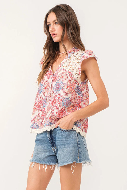 Another Love Viola Floral Medallion Top