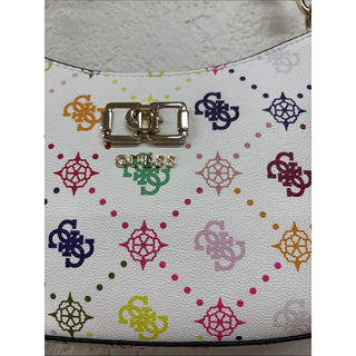 Guess Shoulder Bag with Multicolor Logo Print
