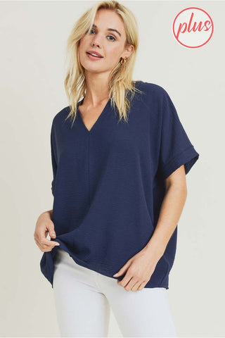 Navy Plus Boxy Top