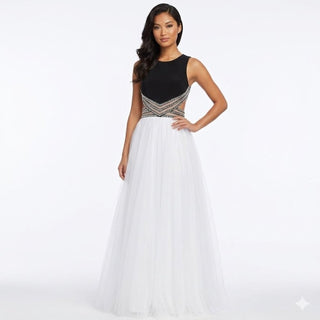 Blondie Black White Prom Dress Gown with diamonds-lisa#7