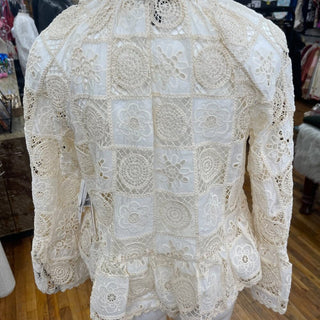 Aqua Cream Cropped Boxy Blouse Size M