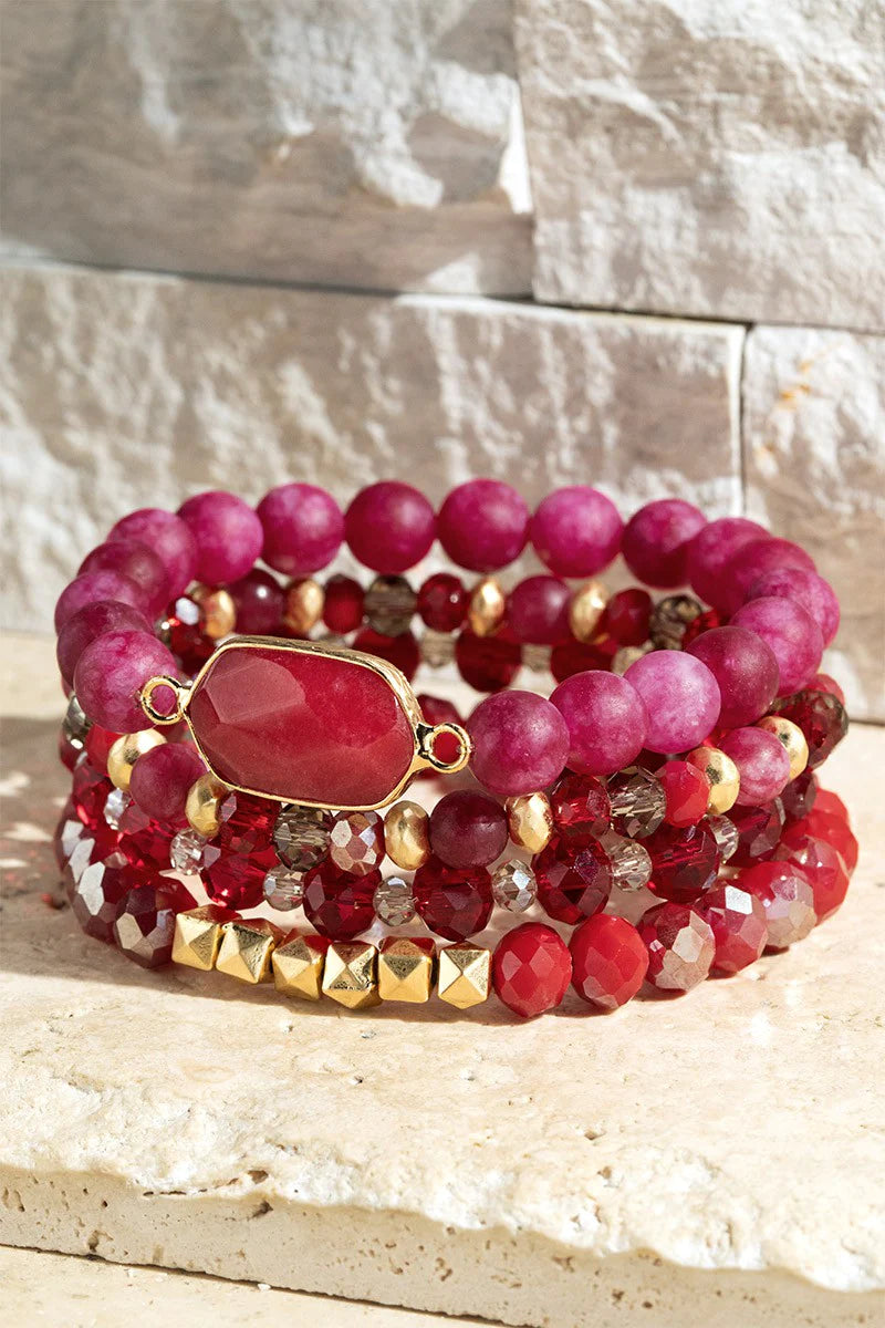 Mahogany Natural Stone Bracelet Set