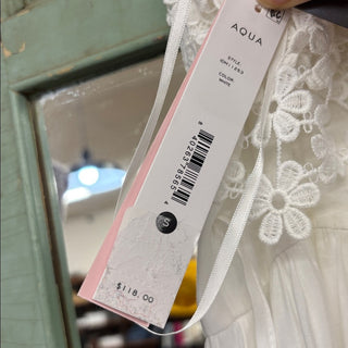 Aqua White Lace Cotton dress with Straps size S