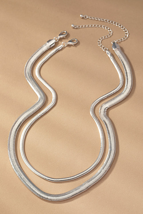 Silver Snake Chain Necklace Set