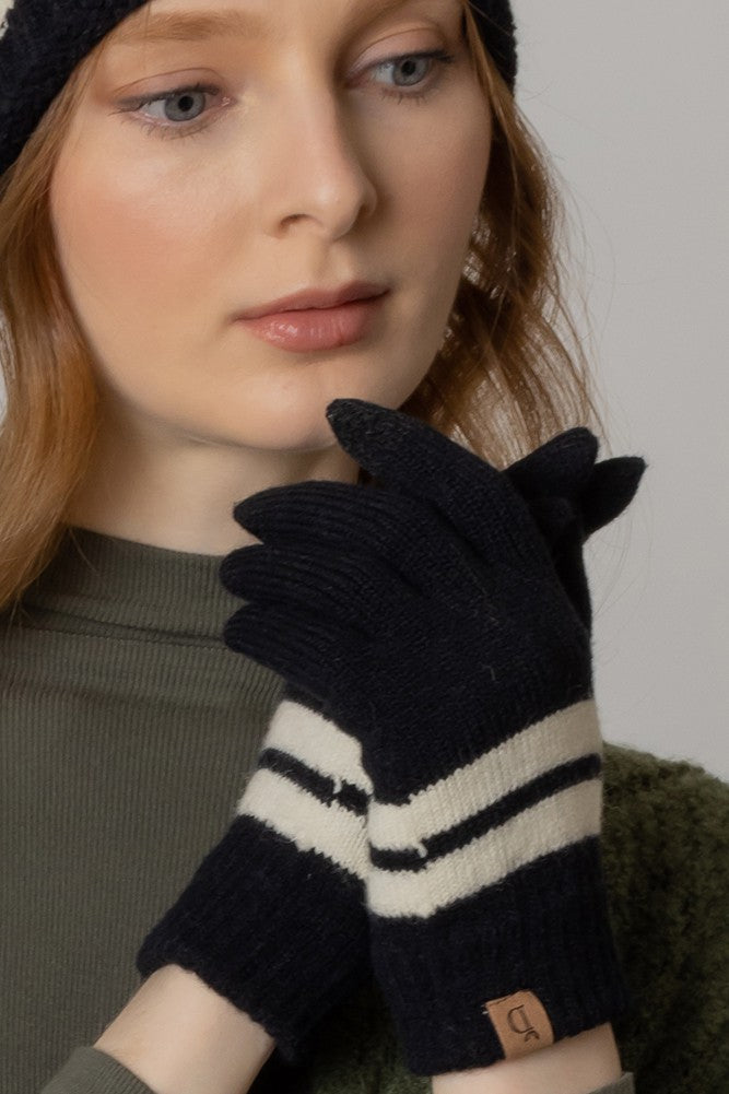 Soft Striped Knit Touch Gloves