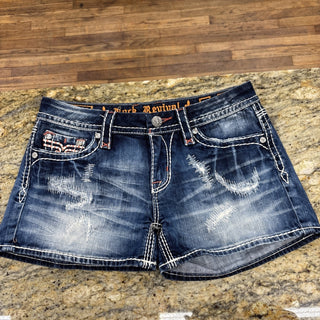 Rock Revival Jeans Crystals Embroidered Shorts 29