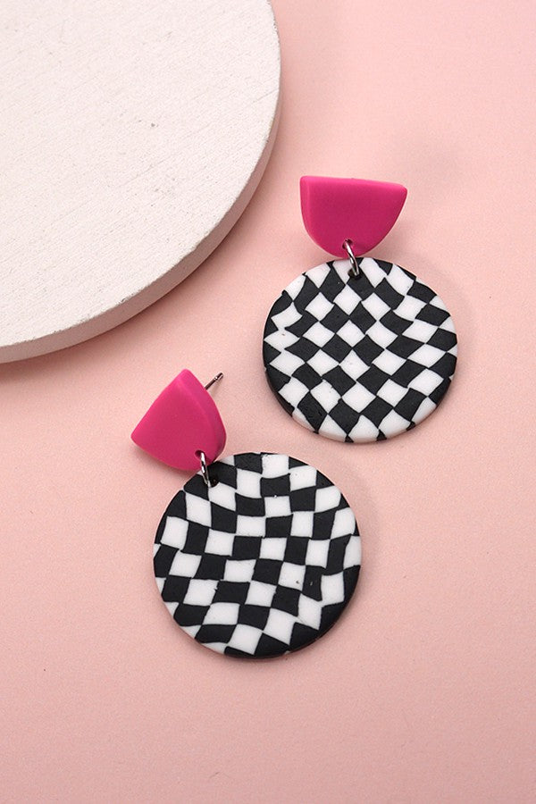 Clay Checkered Earrings
