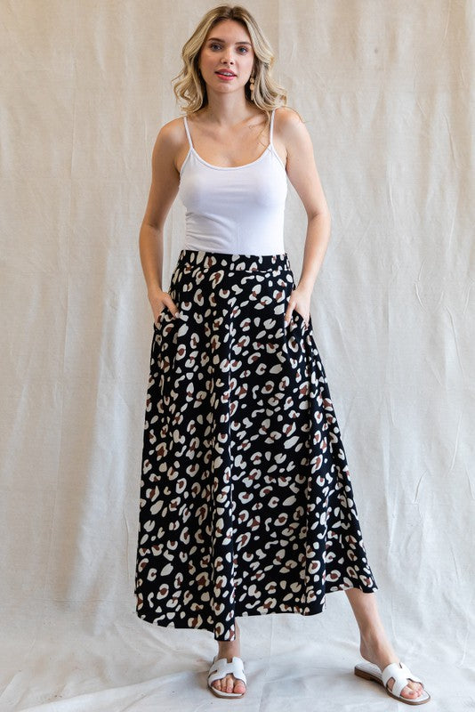 Black Leopard Circle Skirt