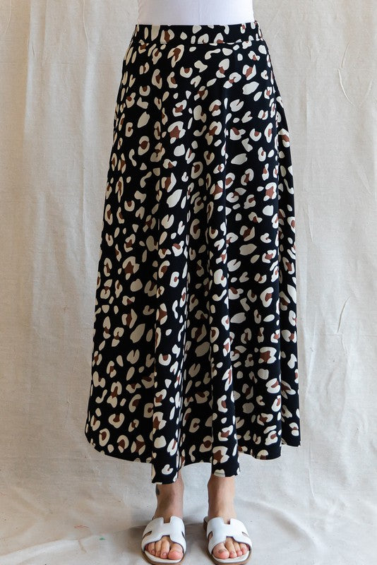 Black Leopard Circle Skirt