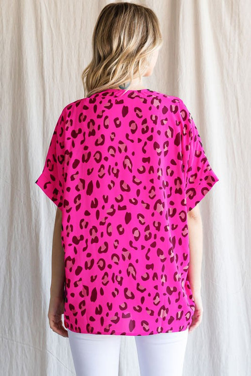 Hot Pink Leopard Boxy Top