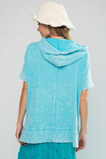 Turquoise Thermal  Hoodie Pullover