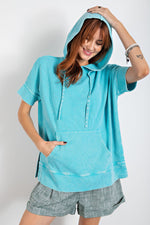 Turquoise Thermal  Hoodie Pullover