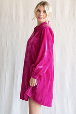 Magenta Textured Velvet Dress