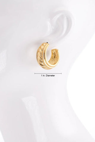 Wide Textured Gold Hoop Earrings