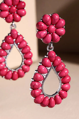 Fuchsia Stone Dangle Earrings